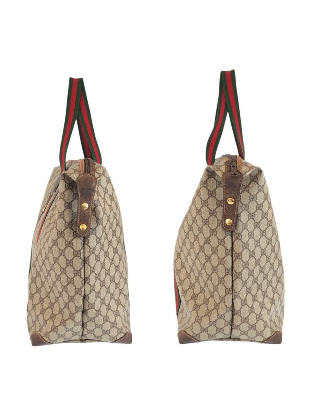 Gucci Vintage Sherry Line Beige Brown Gold GG Supreme Canvas Leather 012 39 - Picture 8 of 9